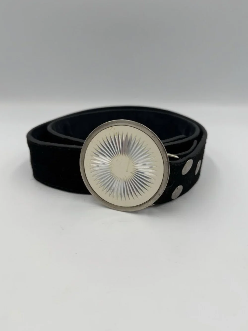 Yik Fung Vintage Y2K Black Suede Buckle Belt